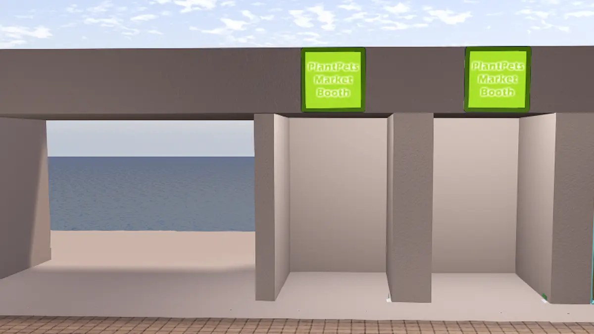 Complete Micro Booth with its green PlantPets Market sign